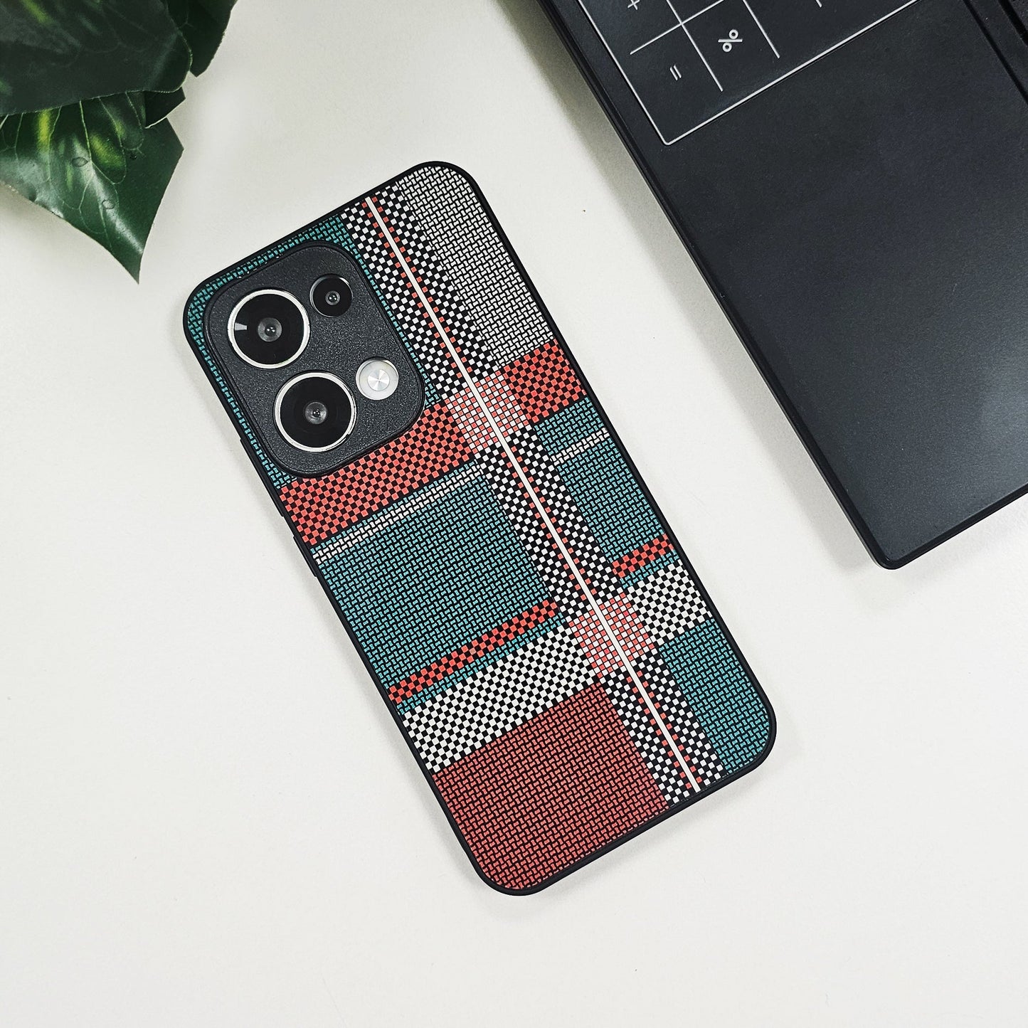 Oppo Reno13 5G Luxury Grid Pattern Glass Back Shockproof Case